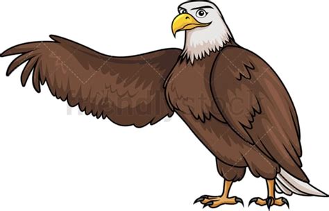 Bald Eagle Stretching Wing Cartoon Clipart Vector FriendlyStock
