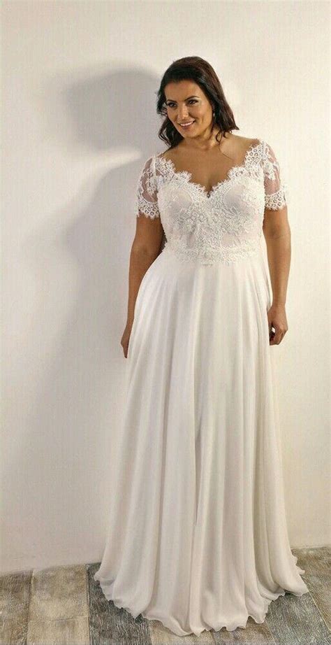 Short Sleeve Lace Plus Size Wedding Dress Daisystyledress Weddingd