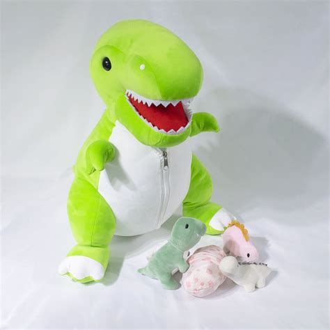 Manviss Plush 19 Inch T Rex Dinosaur Tummy Carrier Filled With 3 Cute
