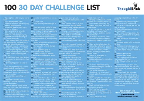 The Ultimate 30 Day Challenge List 100 Ideas To Get You Started