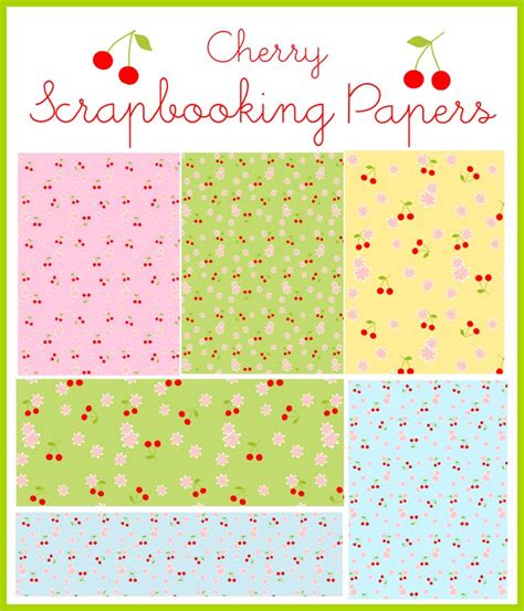 Free Digital Cherries And Cherry Blossoms Scrapbooking Papers