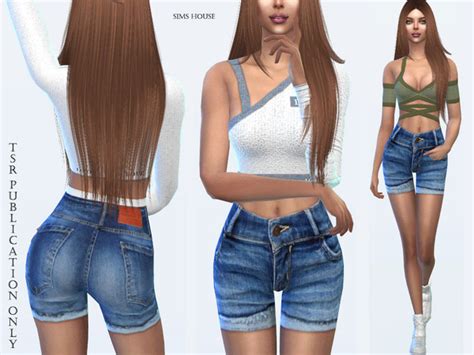 Womens Denim Shorts With Turns By Sims House At Tsr Sims 4 Updates