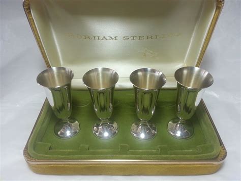 Gorham Sterling Silver Cordial Cups Shot Glasses Set Of 4 With Velvet Box Gorham Sterling