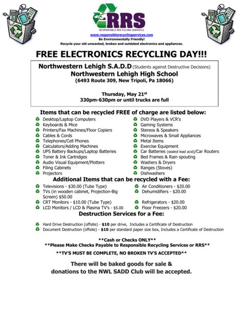 Northwestern Lehigh Sadd Free Electronic Recycling Day