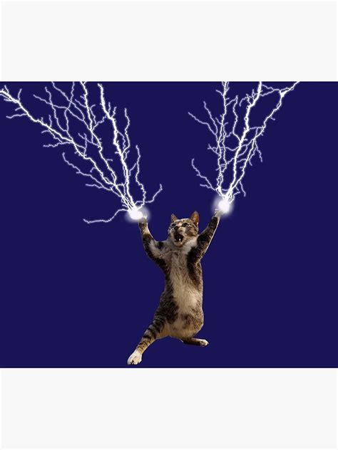 Lightning Cat Poster By Vicdesign Redbubble
