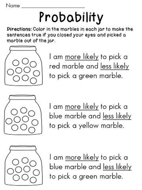 Probability worksheets activities and games for younger kids