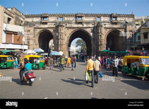 Teen Gate City Walls Ahmedabad Gujarat India Stock Photo Alamy