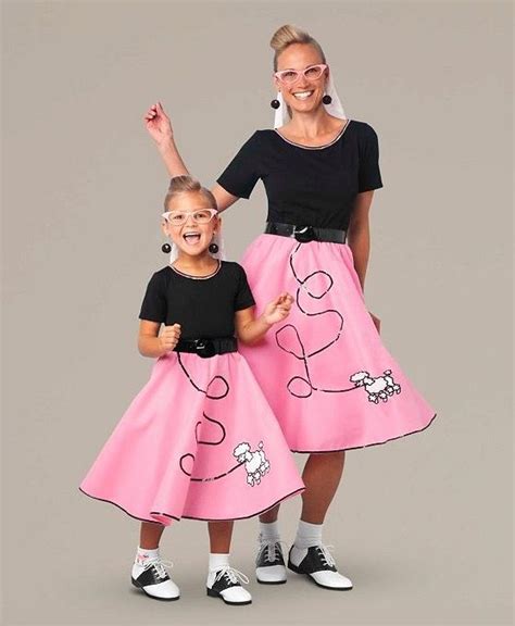 Mother And Daughter Fab 50s Poodle Skirt Costumes Halloween Costumes