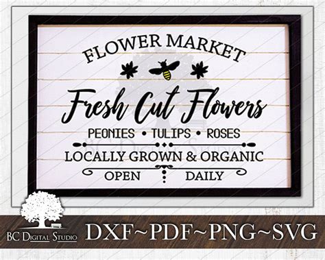 Farm Fresh Flowers Svg Spring Farmhouse Sign Svg Digital Etsy