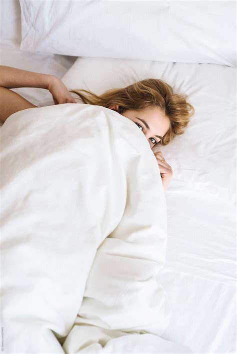 Young Woman Sleeping In The Bed By Simon Bed Woman Stocksy United