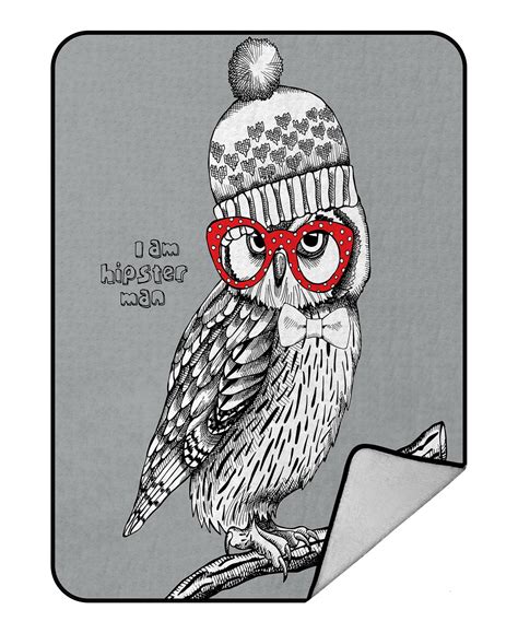 Eczjnt Image An Owl Knitted Hat Red Glasses Branch Throw Blanket Fleece