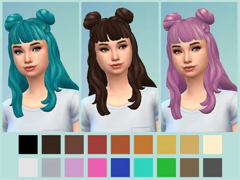 The Sims Resource E Girl Hair Bunsandbangs