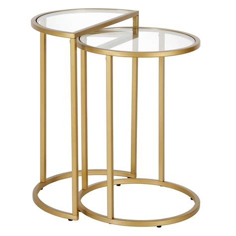 Evelyn Zoe Nested Side Table Set With Glass Top Walmart Com