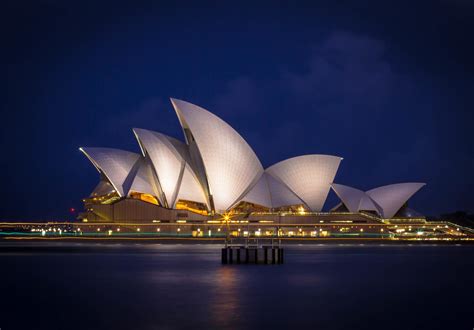 Sydney Australia Sydney Opera House En La Noche Foto