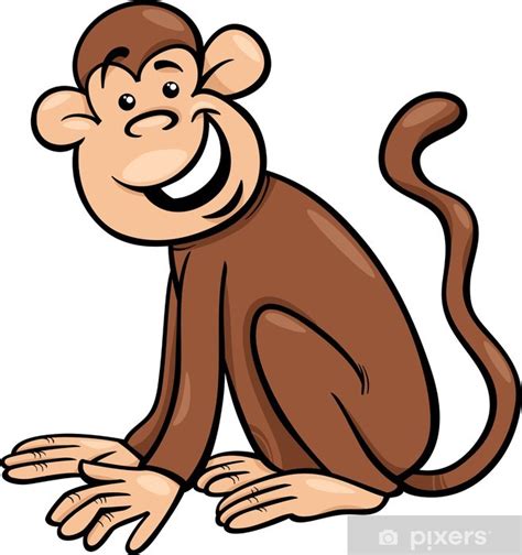 Wall Mural Funny Monkey Cartoon Illustration Pixersuk