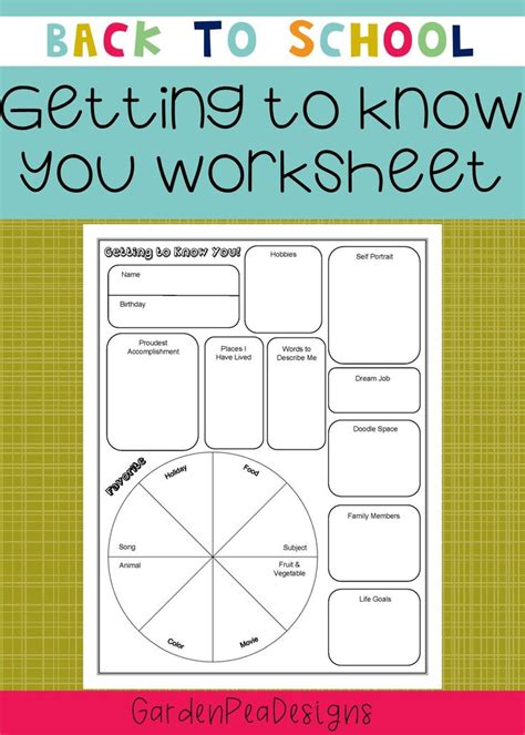 Getting To Know You Worksheets
