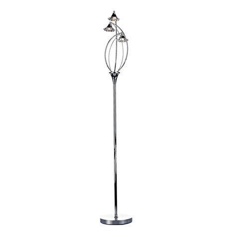 Luther 3 Light Floor Lamp Polished Chrome Crystal Dayclear Lighting