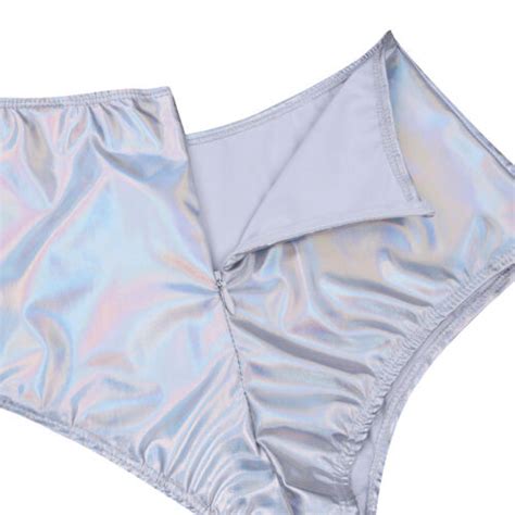 womens shiny leather high waisted booty shorts briefs panties rave dance bottoms ebay
