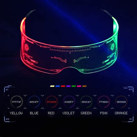 buy editbar led glasses 7 colors 5 mode light up glasses led visor glasses luminous cyberpunk