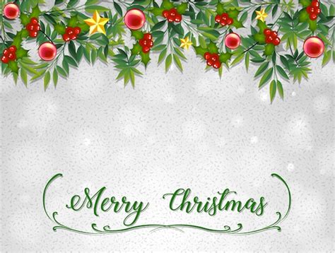 Free Vector Merry Christmas Card Template With Mistletoes