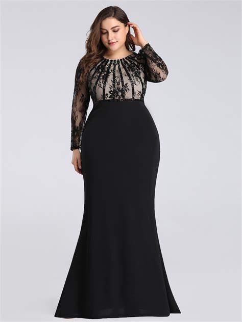 Ever Pretty Us Plus Size Long Sleeve Mermaid Evening Long Dress Prom