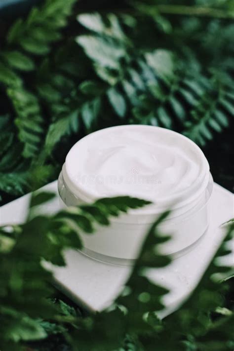 Face Cream Moisturizer Jar In Green Garden Natural Herbal Skincare Cosmetics And Organic Anti