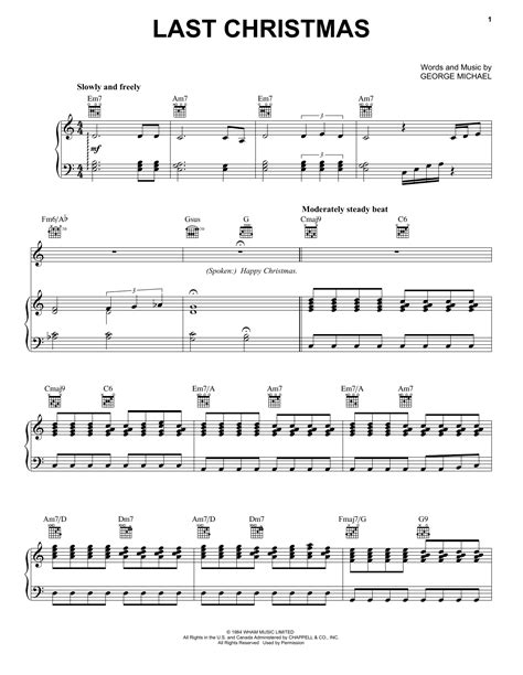 This year, to save me from tears a g d a bb a g. Last Christmas Sheet Music | Wham! | Vocal Pro + Piano/Guitar