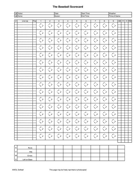 Blank Baseball Score Sheet Templates At