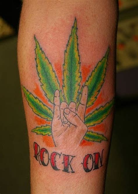 Grey ink smoking mushroom and leaf tattoo design. Marijuana Tattoos (46 pics)