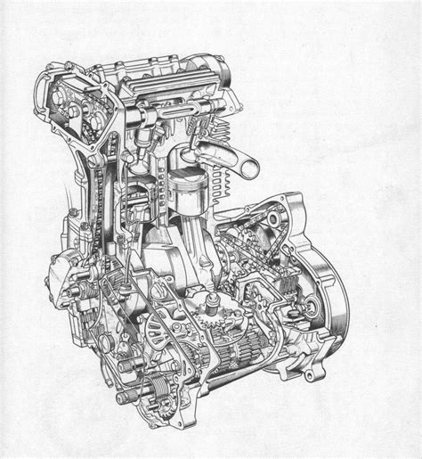 How a motorcycle engine works. BSA Fury 350 DOHC engine drawing | Motorcycle | Pinterest ...