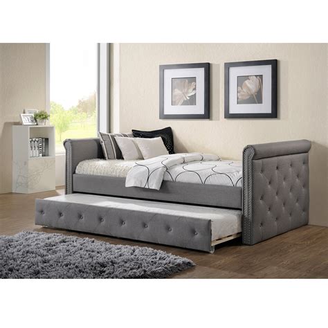 Baxton Studio Aisopos Modern And Contemporary Grey Fabric Tufted Twin