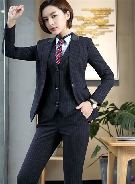 High Quality Women Business Suits Ladies 3 Piece Vest Pant And Jacket