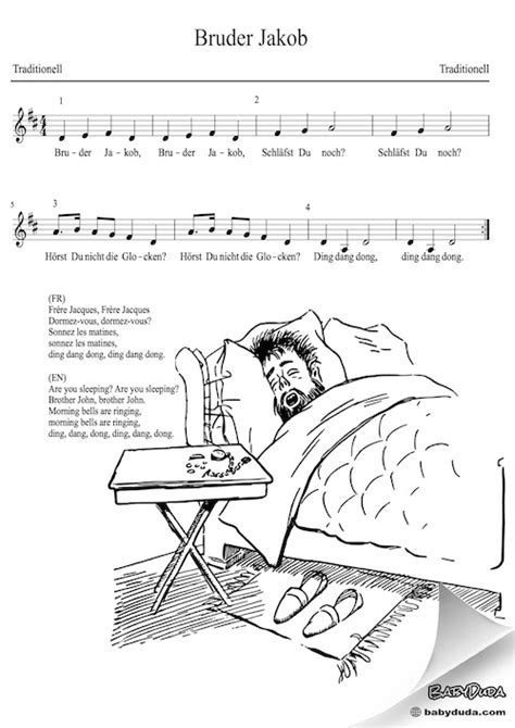 Kinderlied mit liedtext und kostenlosen noten zum ausdrucken, sowie melodie (video, mp3) zum anhören. Bruder Jakob - Kinderlied & Kanon in 33 Sprachen | BabyDuda » Liederbuch