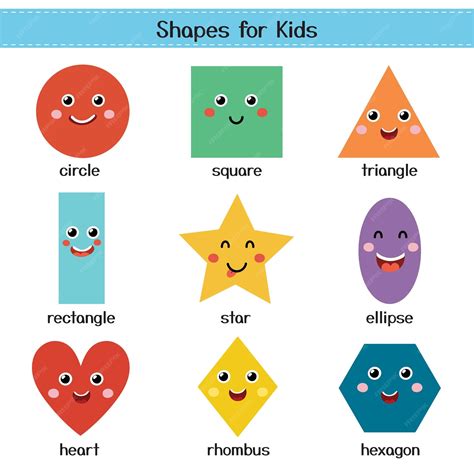 Cute Shapes For Kids Poster Learning Basic Geometric Shapes With