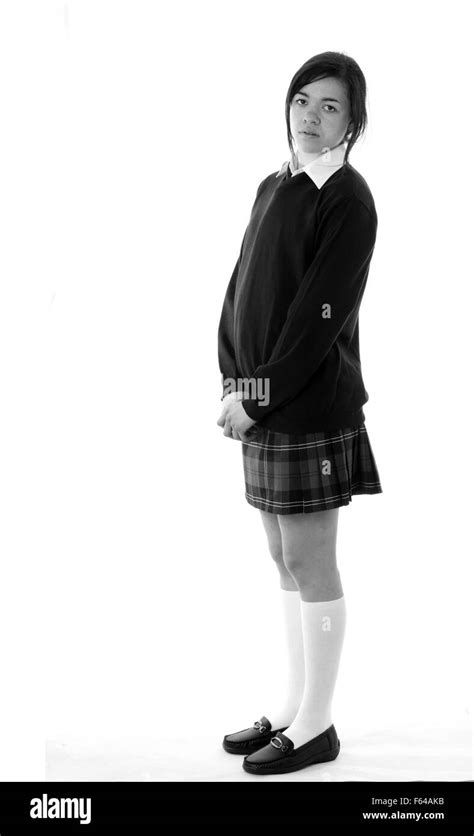 Cut Out Isolated Mixed Race Teenage Schoolgirl In Her School Uniform