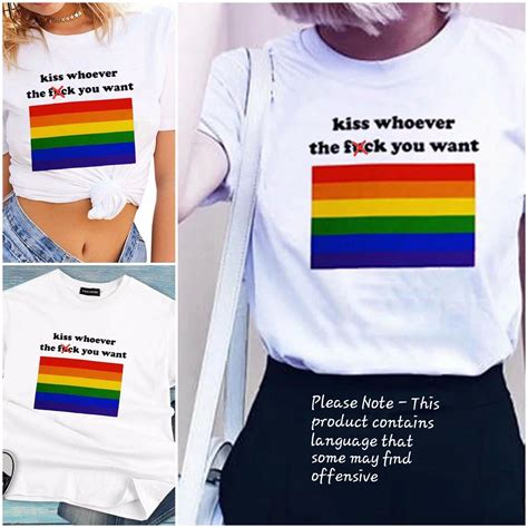 Pride T Shirt T Shirt Tshirt Kiss Love Gay Rainbow LGBT Clothing Love