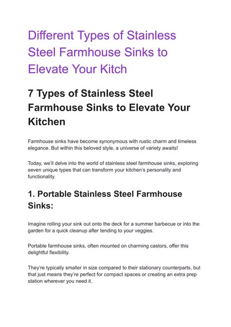 Ppt Different Types Of Stainless Steel Farmhouse Sinks To Elevate
