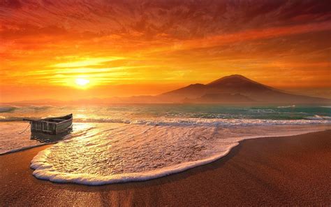 Wallpaper Sunlight Landscape Boat Sunset Sea Bay Nature Shore