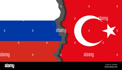 Flags Of Russia And Turkey Russia Vs Turkey In World War Crisis
