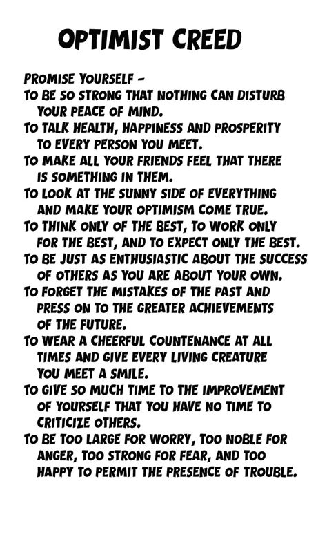 The Optimist Creed Inspiring Quotes