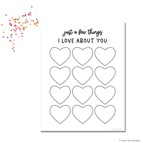 Reasons I Love You Love List Printable Valentines Day Etsy