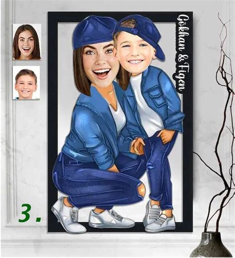 Personalized Mother Caricature Portrait Funny Cartoon Drawing Etsy