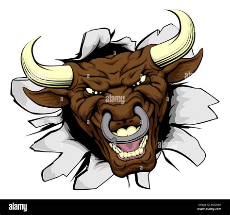 An Illustration Of A Cartoon Tough Bull Character Face Tearing Out Of A