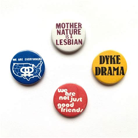 4 Lesbian Button Badges Vintage Remake Gay Pride Lgbtq Pins Etsy