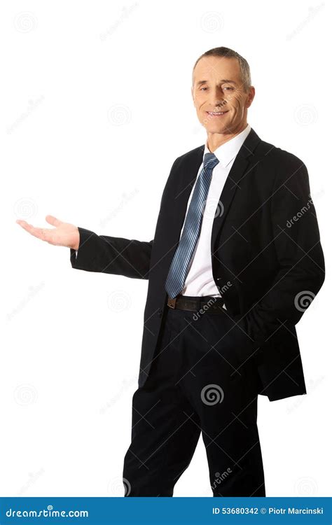 Businessman Holding Something On His Palm Stock Photo Image Of