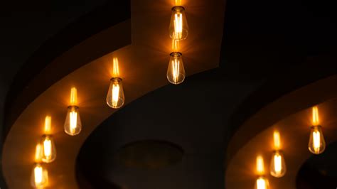 Download Wallpaper 3840x2160 Light Bulbs Light Bokeh Blur Ceiling