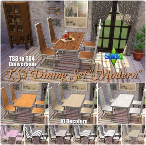 Sims 4 Ccs The Best Ts3 To Ts4 Conversion Dining Set Modern By