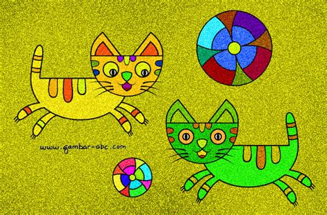 gambar mewarnai binatang kucing kartun lucu contoh