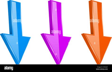 Colored Arrows Shiny 3d Down Web Icons Stock Vector Image And Art Alamy