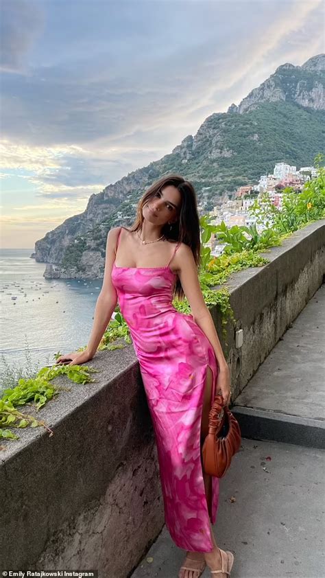 Emily Ratajkowski Rocks A Slip Dress While Vacationing In Positano